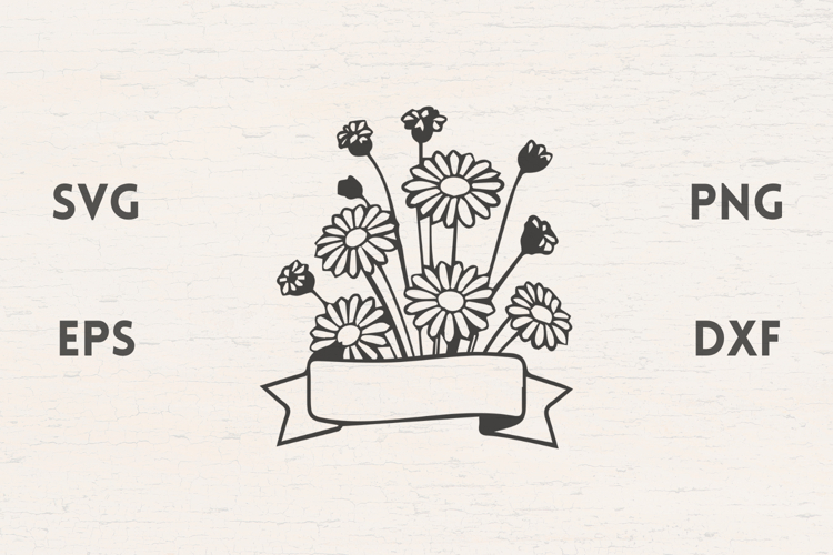 Ribbon with Daisy bouquet SVG