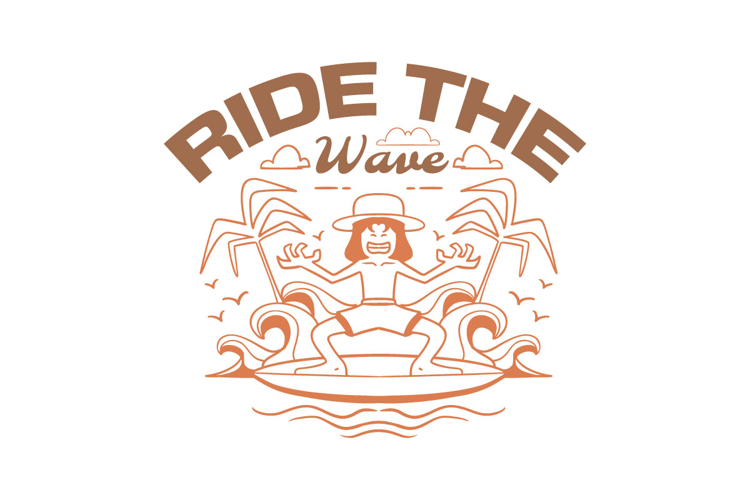 Ride the Wave Retro Summer T-shirt Design