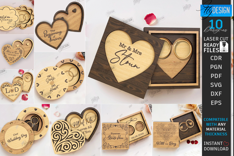 Wedding Ring Boxes Laser Cut Bundle|Jewelry Box|Wedding Day