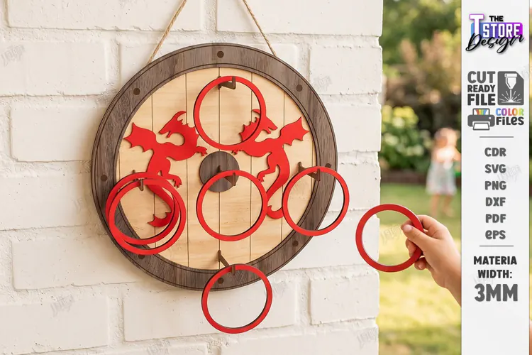 Wooden Ring Toss Game Laser Cut | Kids Laser | Dragons Laser