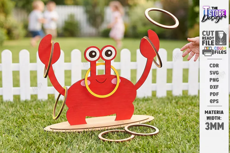 Wooden Ring Toss Game Laser Cut | Kids Laser | Crab Laser