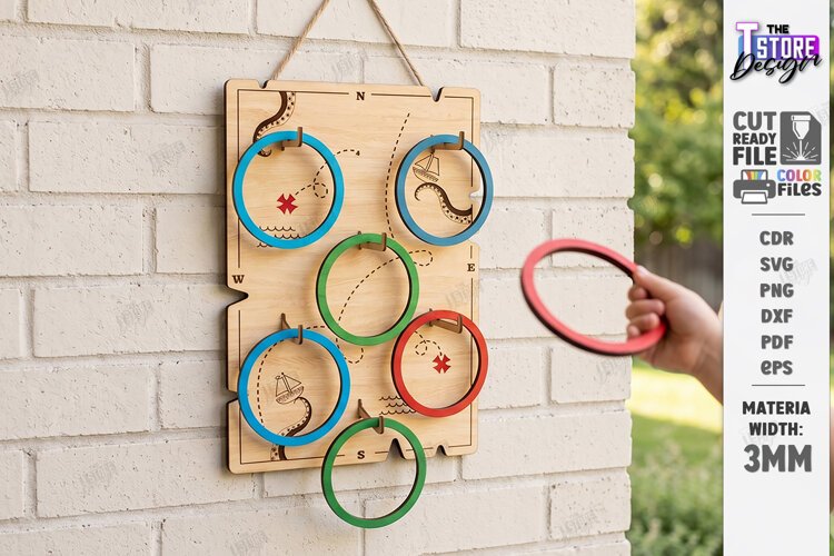 Wooden Ring Toss Game Laser Cut | Kids Laser | Treasure Map example image 1