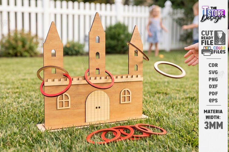 Wooden Ring Toss Game Laser Cut | Kids Laser | Castle Laser example image 1