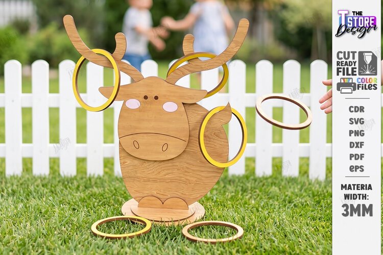 Wooden Ring Toss Game Laser Cut | Kids Laser | Deer Laser example image 1