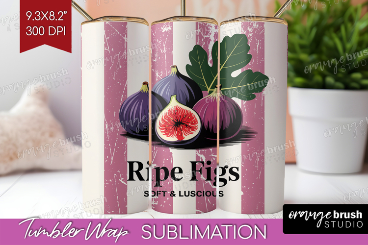Ripe Fig Vintage Fruit Tumbler Wrap Summer Tumbler PNG