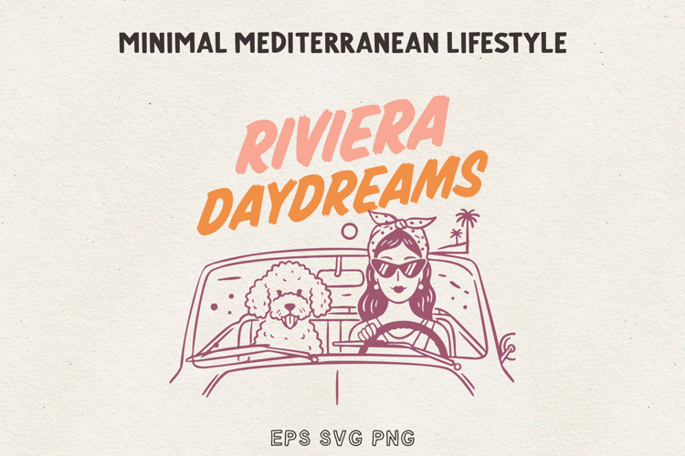 Riviera Daydreams Retro Girl Car SVG PNG EPS