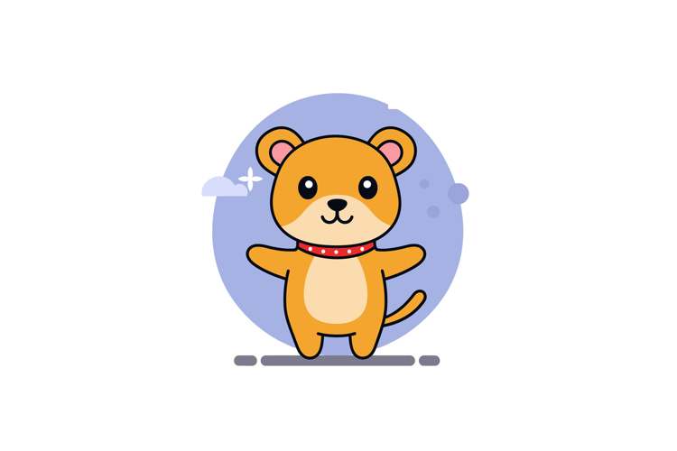 Cute cartoon dog character standing cheerfully in a flat sty example image 1