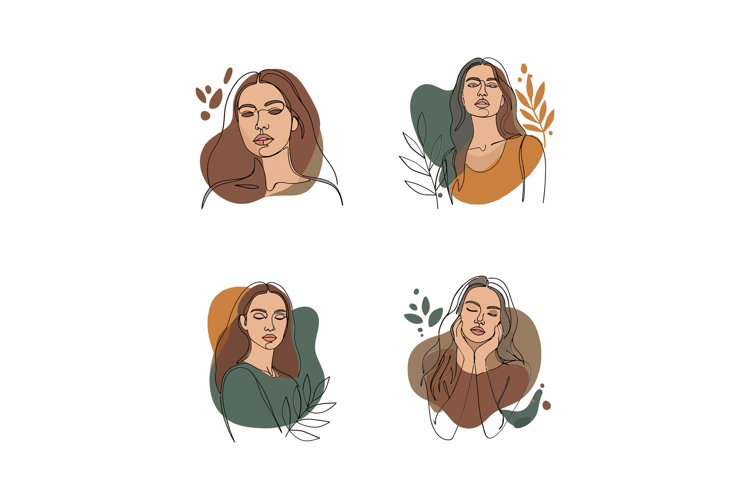 Four portraits of women with different hairstyles in a minim