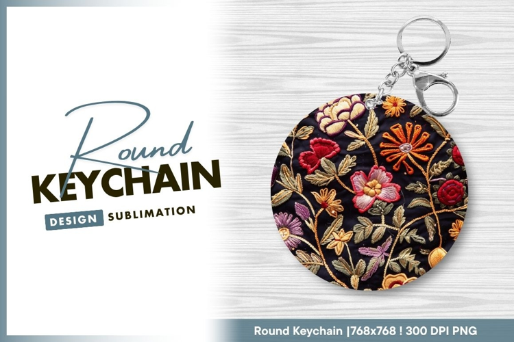 Circular Black Fabric with Colorful Round Keychain