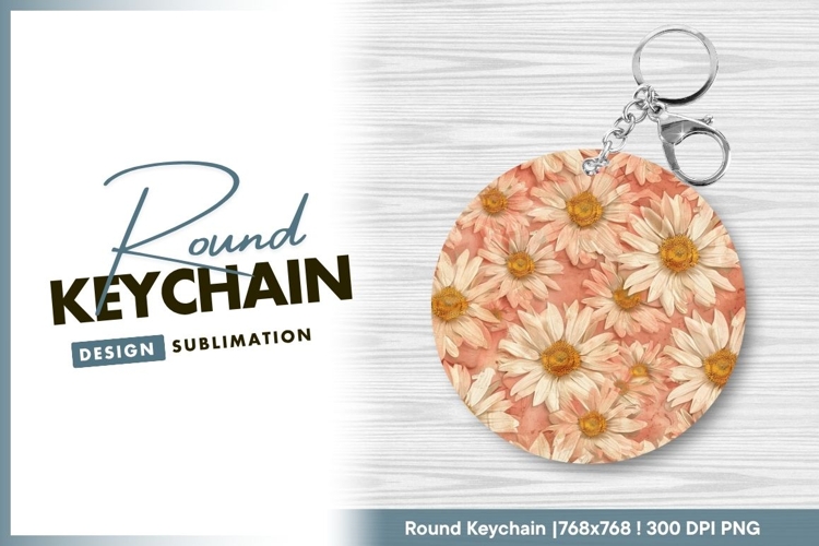 Daisy Flower Arrangement in a Round Shape Round Keychain