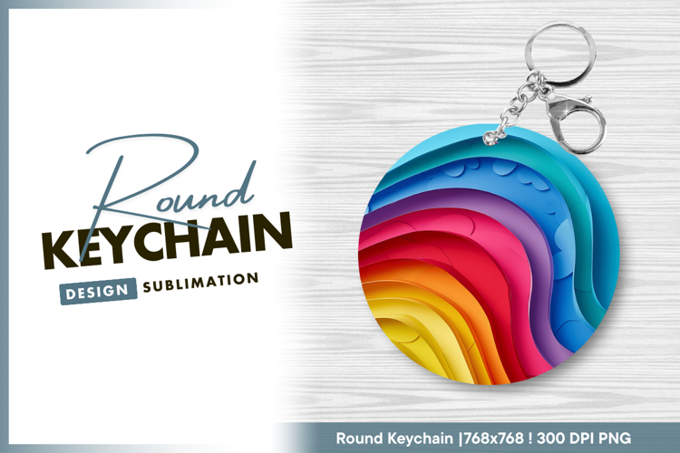 Colorful round keychain png example image 1