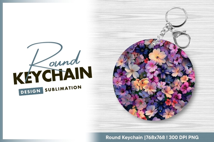 Colorful floral arrangement round keychain png design