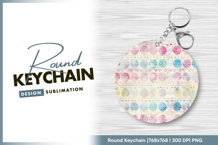 Colorful circular pattern design round keychain png