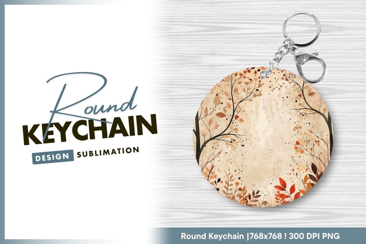 Artistic autumnal circle design round keychain png