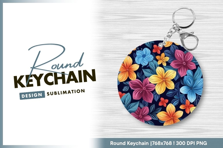 Colorful floral pattern for round keychain png