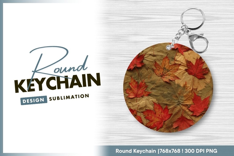 Autumnal maple leaves round keychain png
