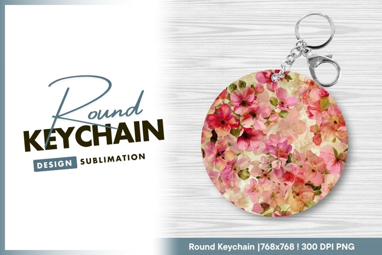 Floral round keychain png