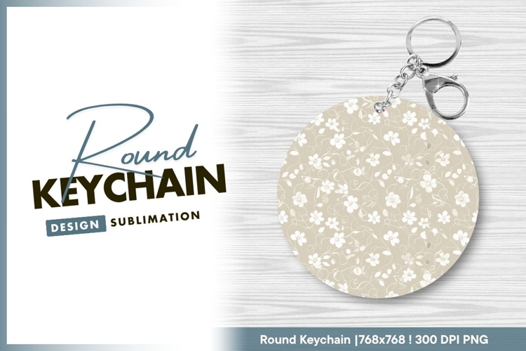 Floral pattern with vines round keychain png