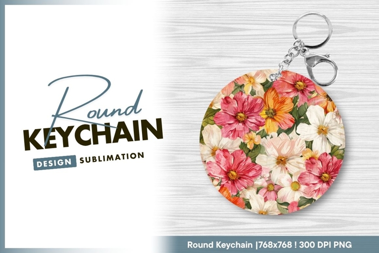 Round floral pattern for keychain design png