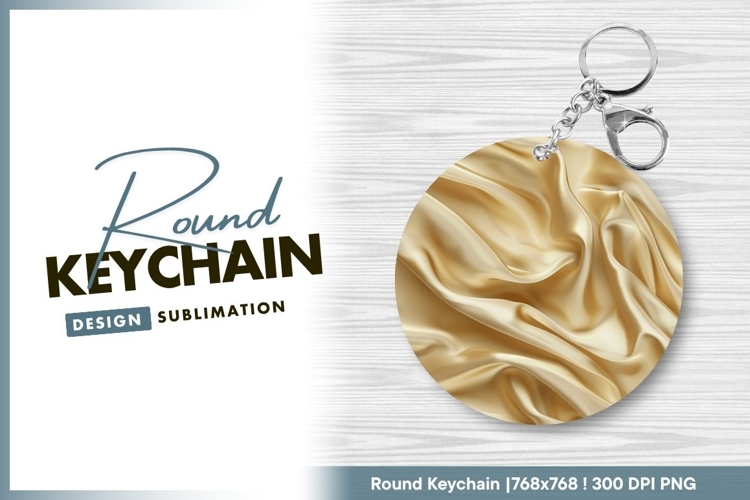 Gold silk fabric smooth elegant texture round keychain png