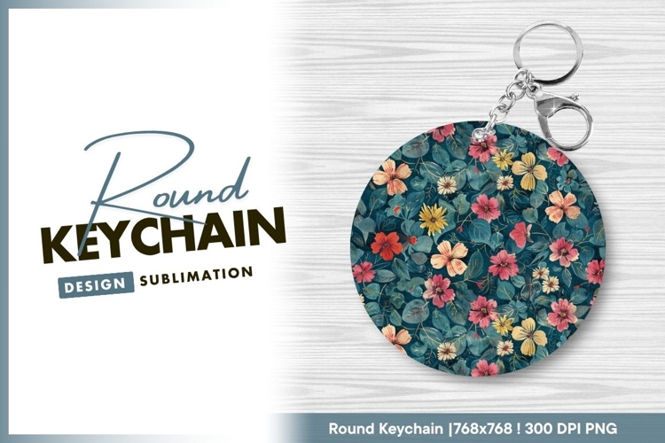 Floral pattern for round keychain png