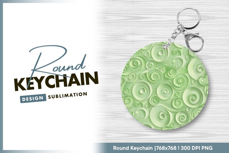 Green swirl circle abstract round keychain png