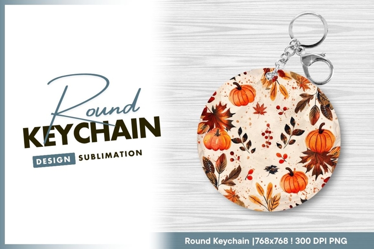 Autumn pumpkin round keychain png design