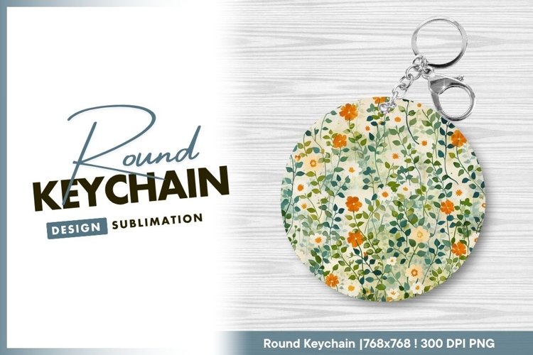 Round keychain png floral design