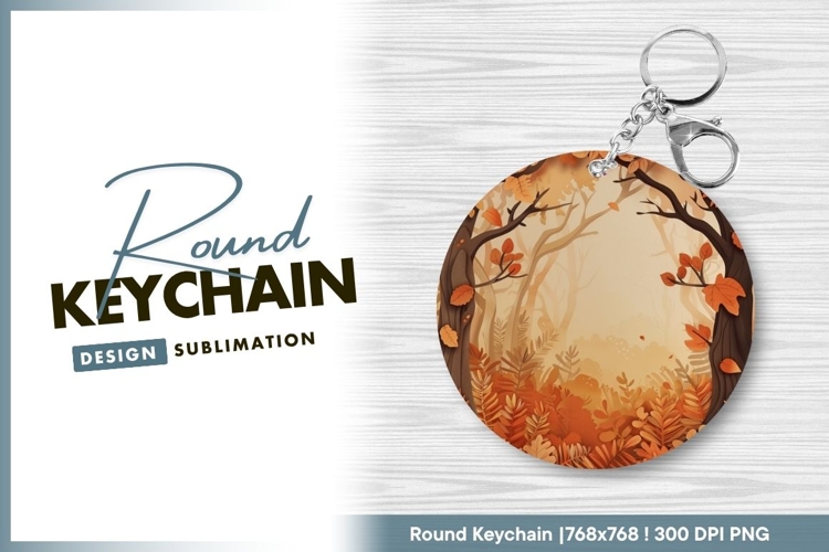 Autumn forest round keychain png design