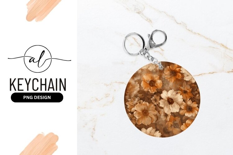 Round floral pattern in shades of brown and orange example image 1