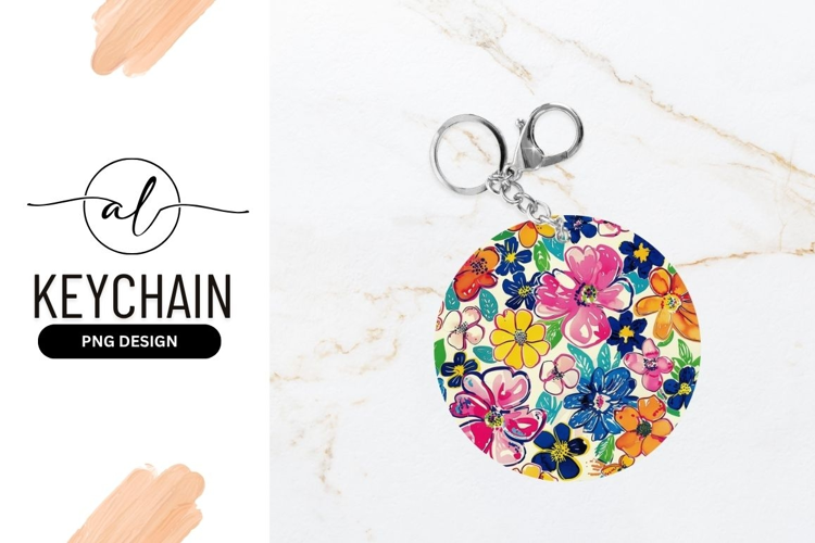 Colorful Watercolor Floral Pattern in a Round Shape