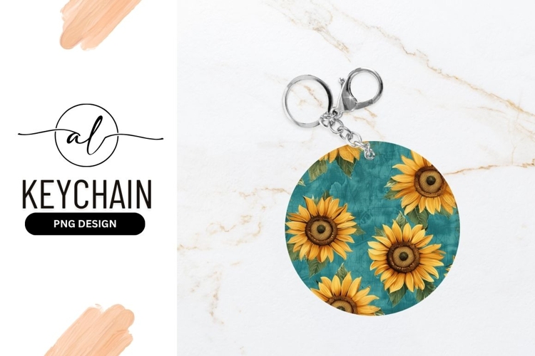 Round Sunflower Design with Yellow Flowers and Teal