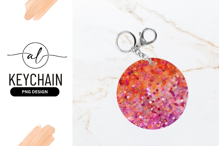Colorful Abstract Circle with Orange Pink and Purple Glitter