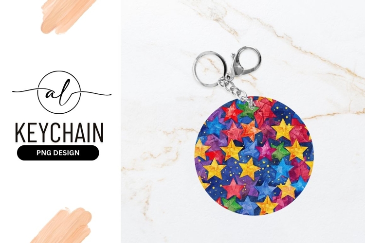Colorful Star Pattern in a Circle with a Dark Blue