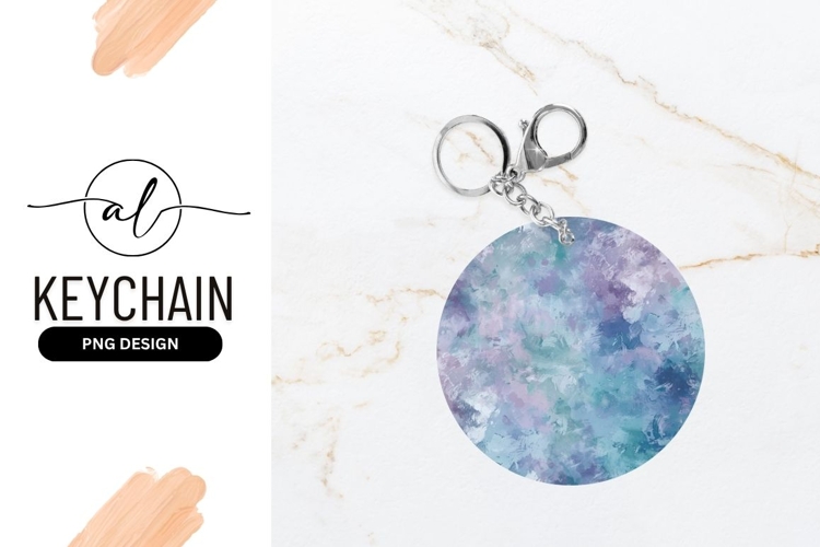 Abstract Watercolor Circle in Blue Purple and Teal on Gray