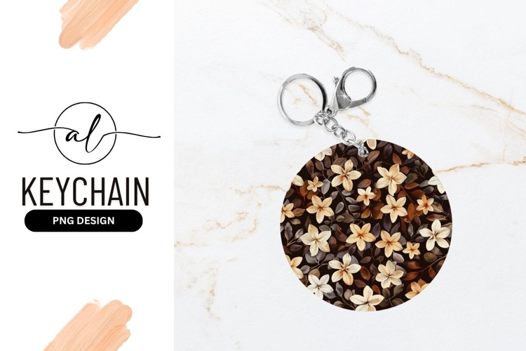Floral Pattern in a Circle with Beige and Brown Flowers