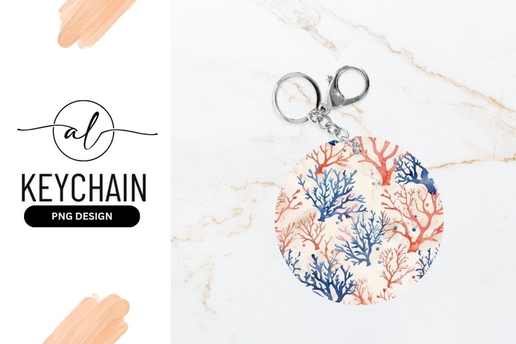 Watercolor Coral Reef Pattern in Circle Shape illustration