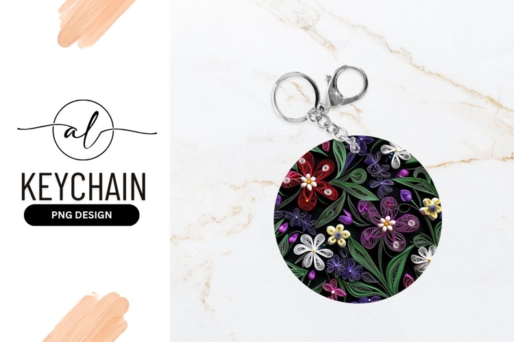 Colorful Floral Quilling Design on Black Background