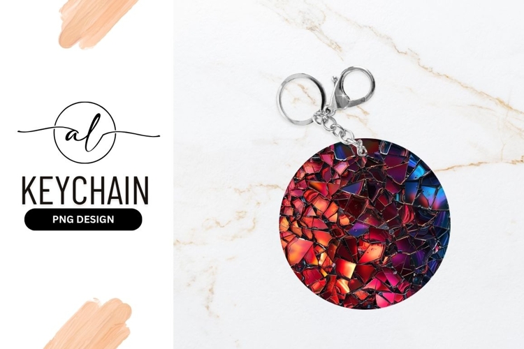 Abstract Circle of Shattered Red and Purple Glass Fragments