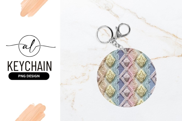 Knitted Textile with Diamond and Zigzag Patterns in Pastel