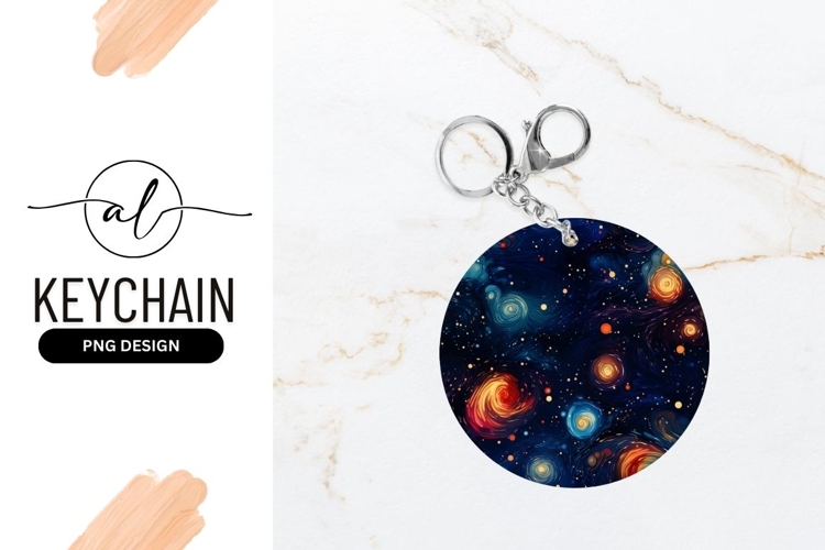 Artistic Round Keychain Png With Galaxy Swirls