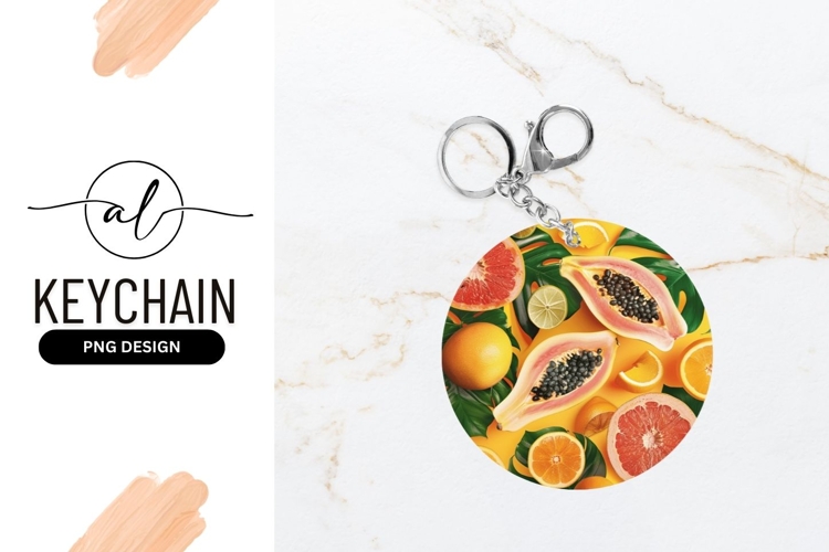 Vibrant tropical fruit keychain design