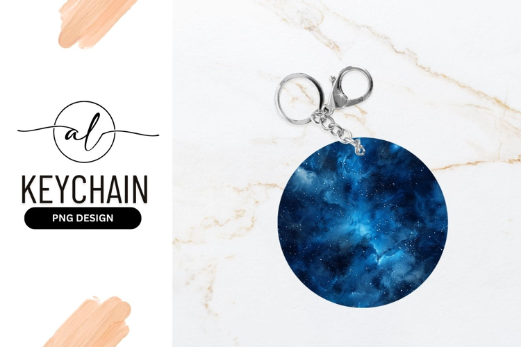 Round keychain with nebula design