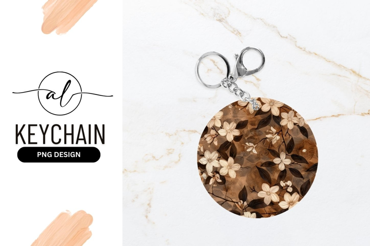 Round keychain with floral design