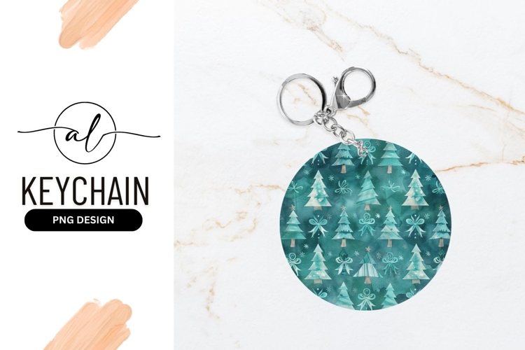 Christmas tree pattern round keychain