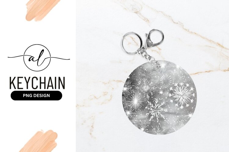 Elegant snowflake round keychain design example image 1