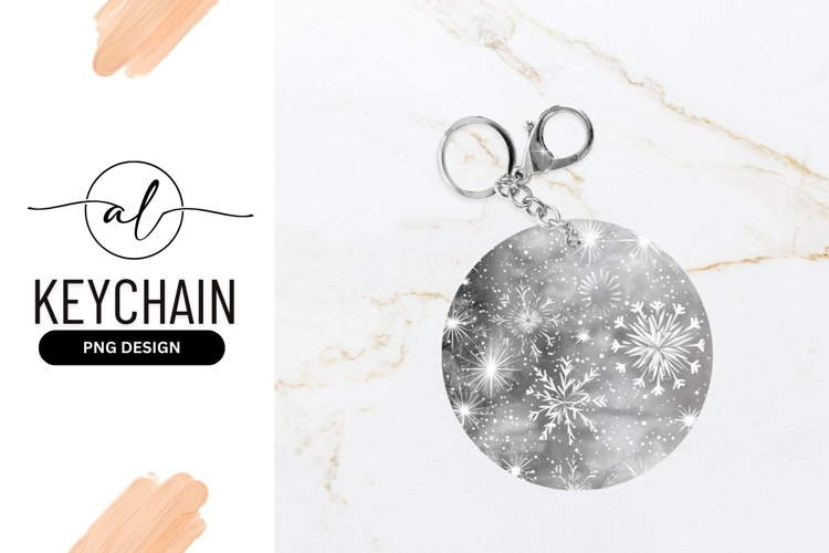 Elegant snowflake round keychain design