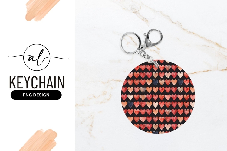 Round keychain with heart pattern