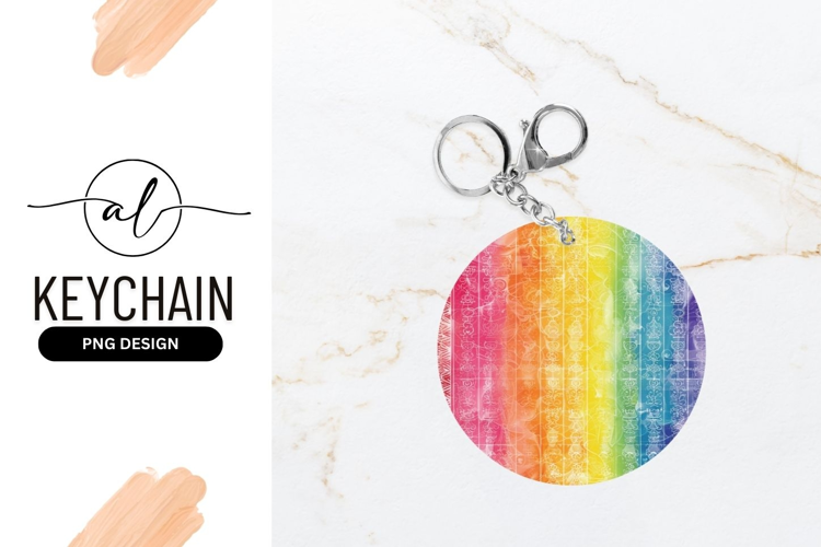 Round keychain with rainbow gradient design