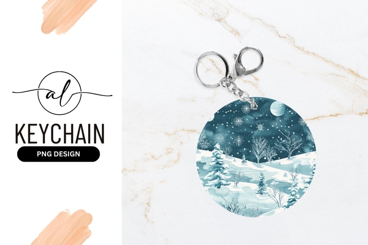 Winter wonderland round keychain design